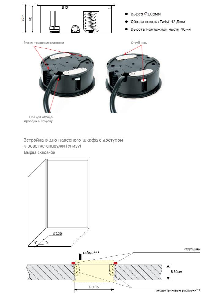 Розеточный блок 2 розетки скрытой установки с з к 220 в ip20 twist bachmann