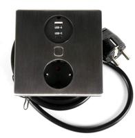 Встраиваемая  розетка HPF DUPLEX-SQUARE с 1 эл розеткой и 2 USB A/C-зарядки